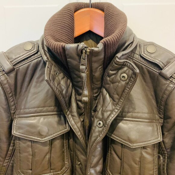 VINTAGE ABERCROMBIE & FITCH SLANT ROCK VEGAN LEATHER JACKET - Picture 12 of 13